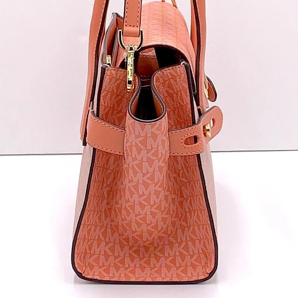 MICHAEL KORS Carmen Medium Color-Block Logo Satchel color Sherbert Multi
